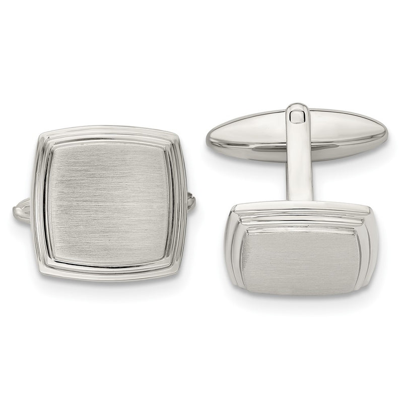 Stainless Steel Chisel Brushed And Polished Square Cufflinks