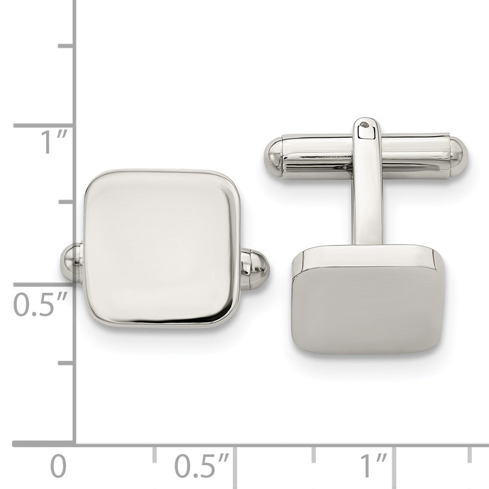 Stainless Steel Chisel Polished Rounded Square Cufflinks