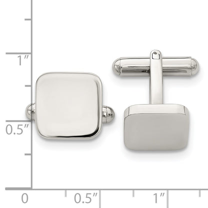 Stainless Steel Chisel Polished Rounded Square Cufflinks
