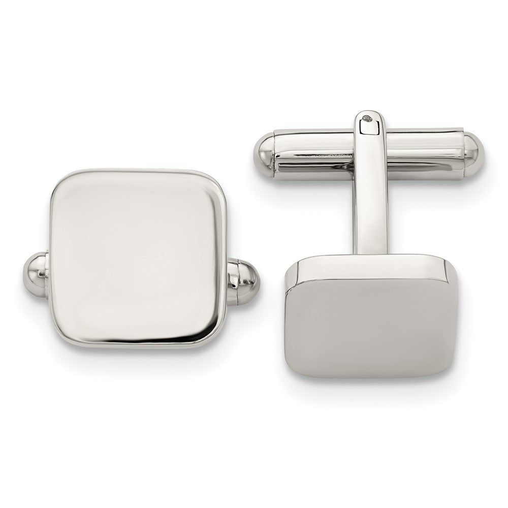 Stainless Steel Chisel Polished Rounded Square Cufflinks