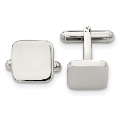 Stainless Steel Chisel Polished Rounded Square Cufflinks