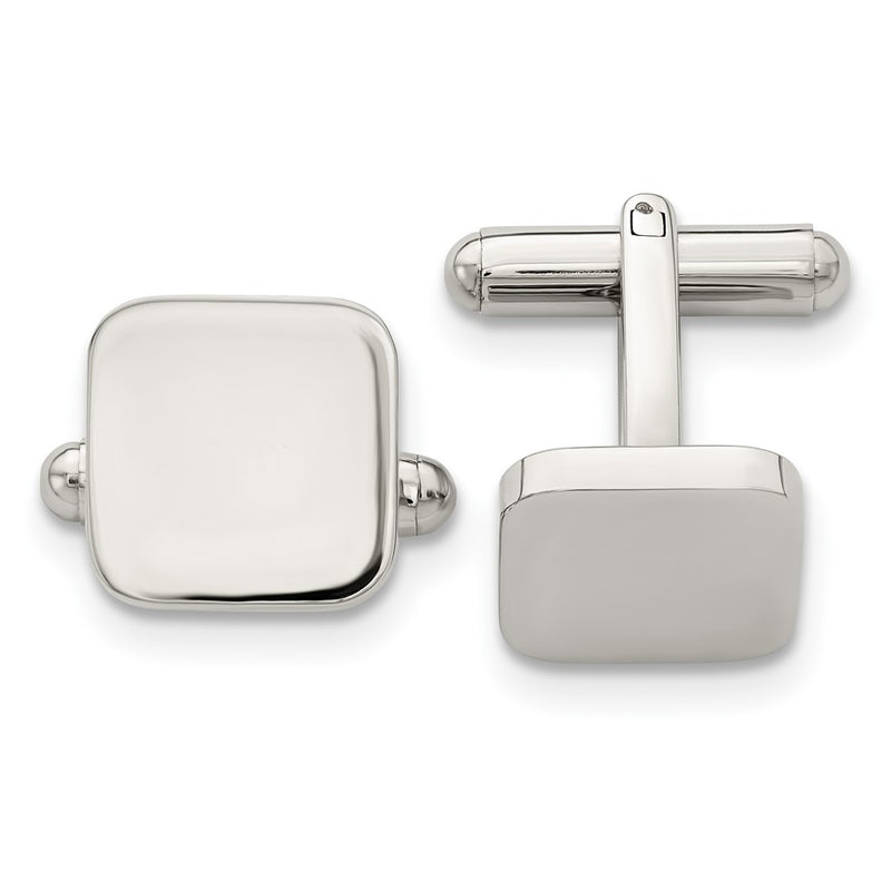 Stainless Steel Chisel Polished Rounded Square Cufflinks