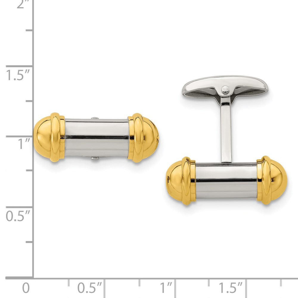 Stainless Steel Chisel Polished Yellow Ip-Plated Cufflinks