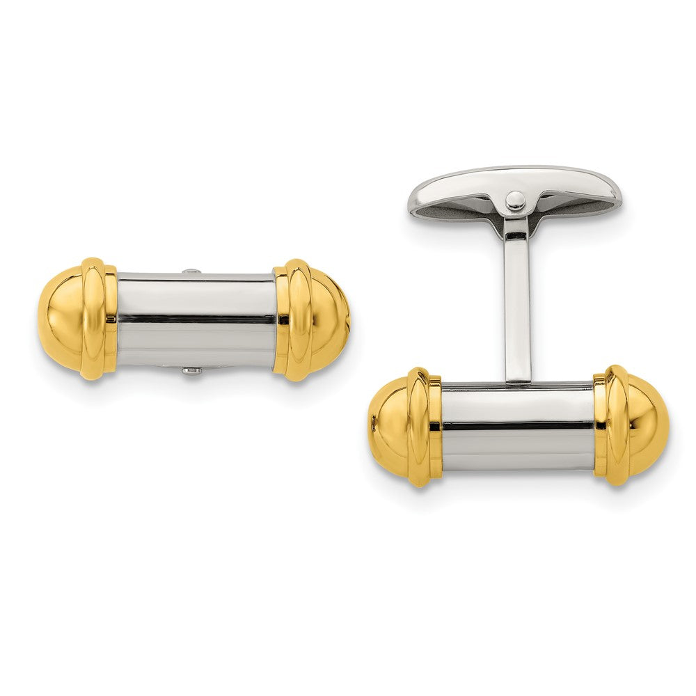 Stainless Steel Chisel Polished Yellow Ip-Plated Cufflinks
