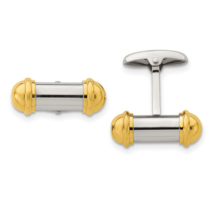 Stainless Steel Chisel Polished Yellow Ip-Plated Cufflinks