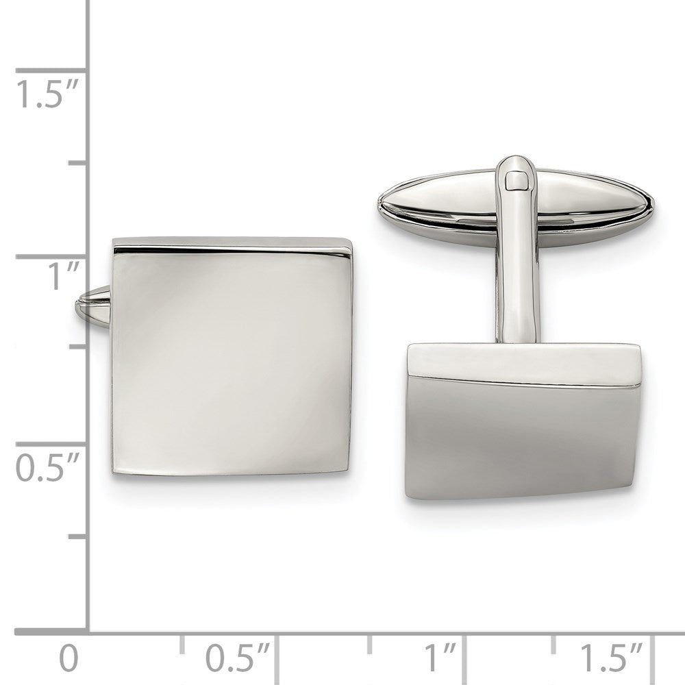 Stainless Steel Chisel Polished Square Cufflinks