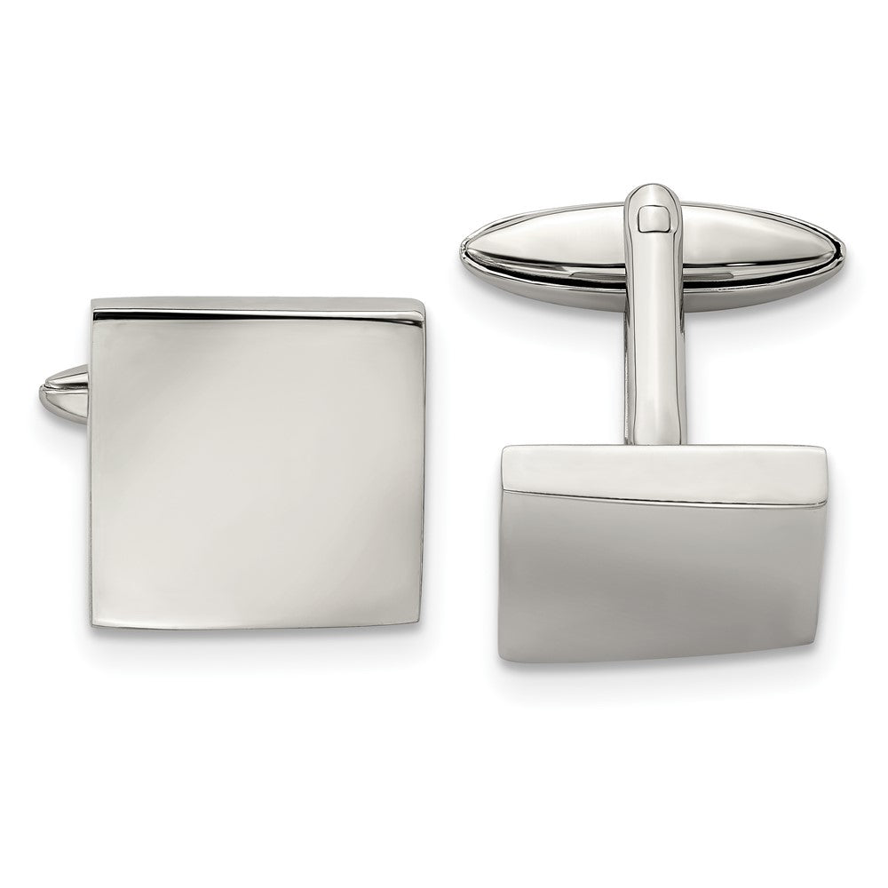Stainless Steel Chisel Polished Square Cufflinks