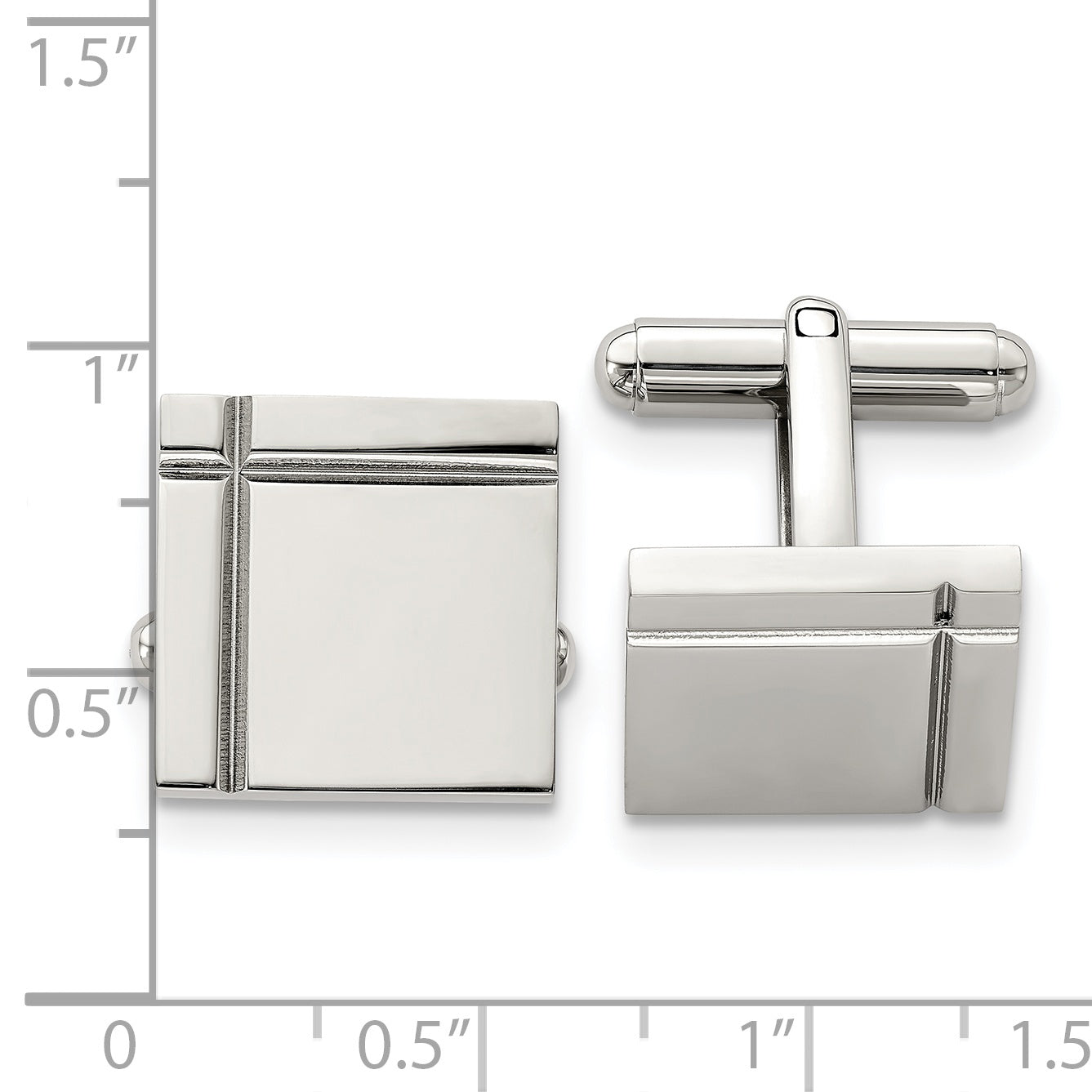 Stainless Steel Chisel Polished Square Cufflinks