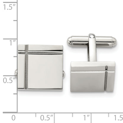 Stainless Steel Chisel Polished Square Cufflinks
