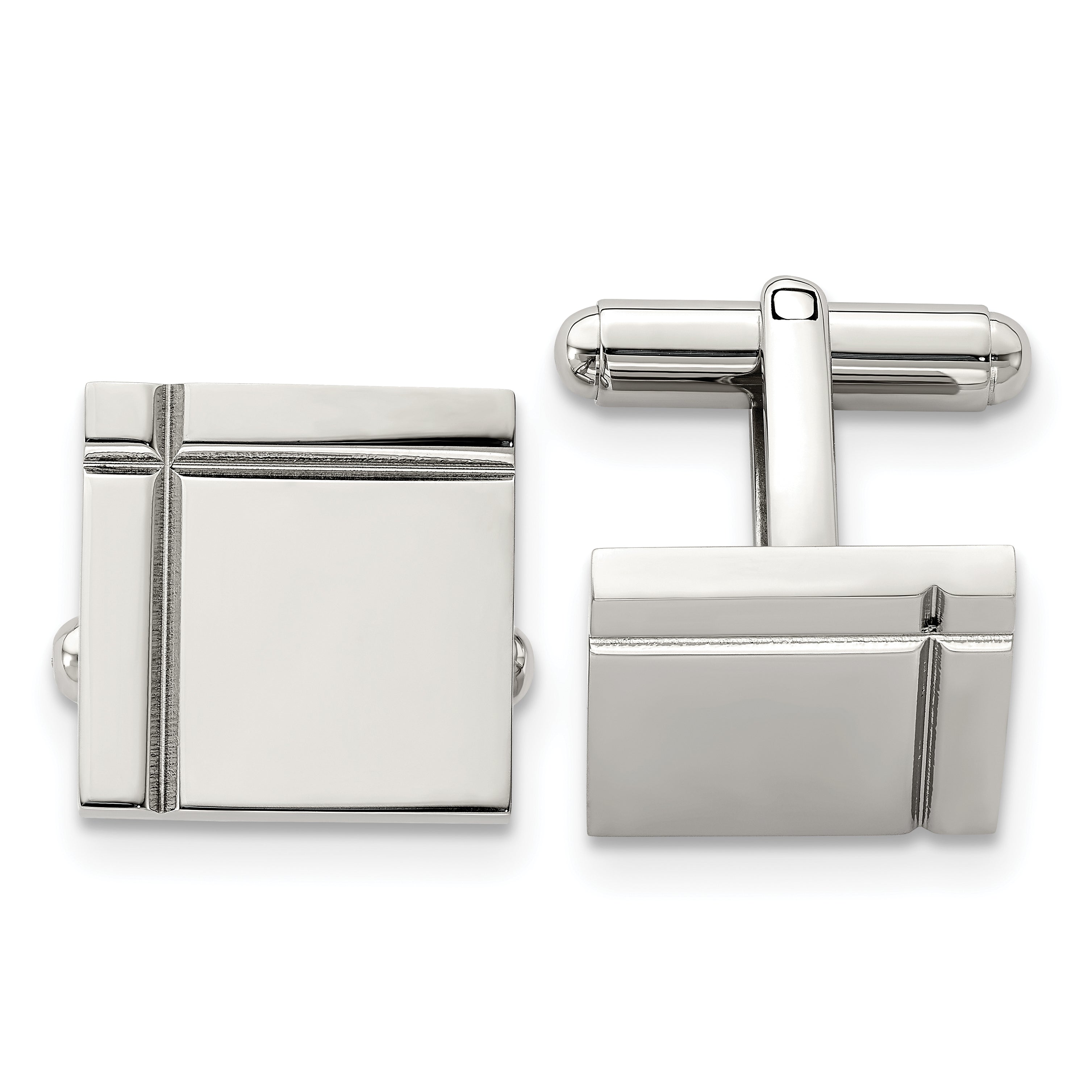 Stainless Steel Chisel Polished Square Cufflinks