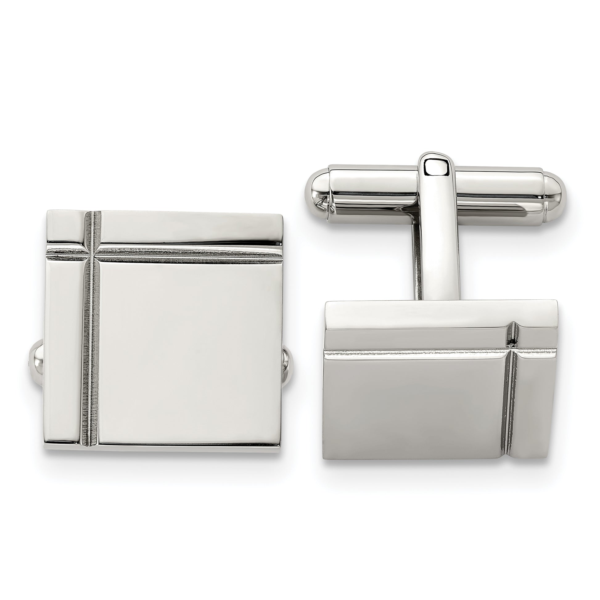 Stainless Steel Chisel Polished Square Cufflinks