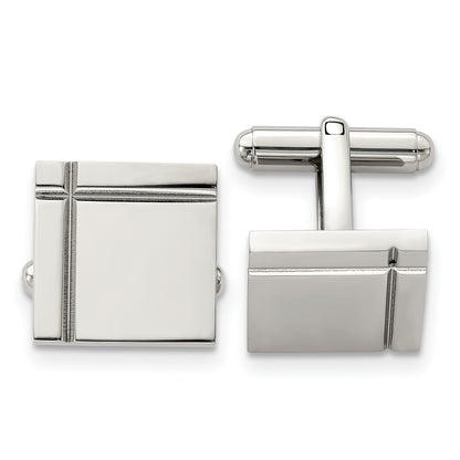 Stainless Steel Chisel Polished Square Cufflinks