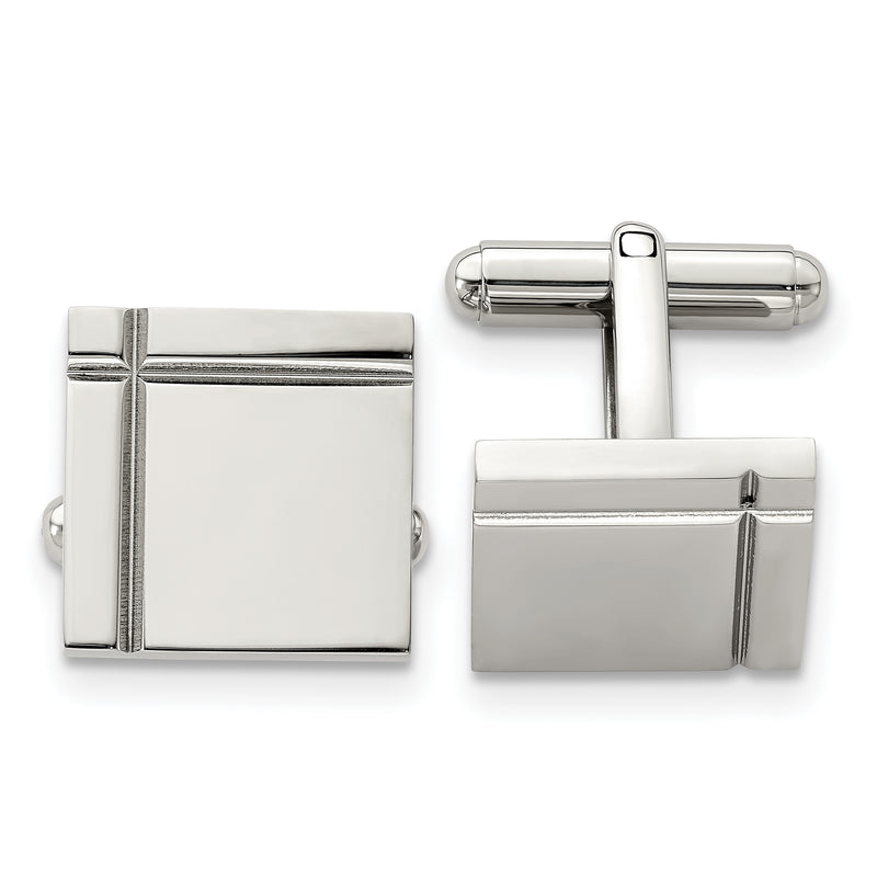 Stainless Steel Chisel Polished Square Cufflinks