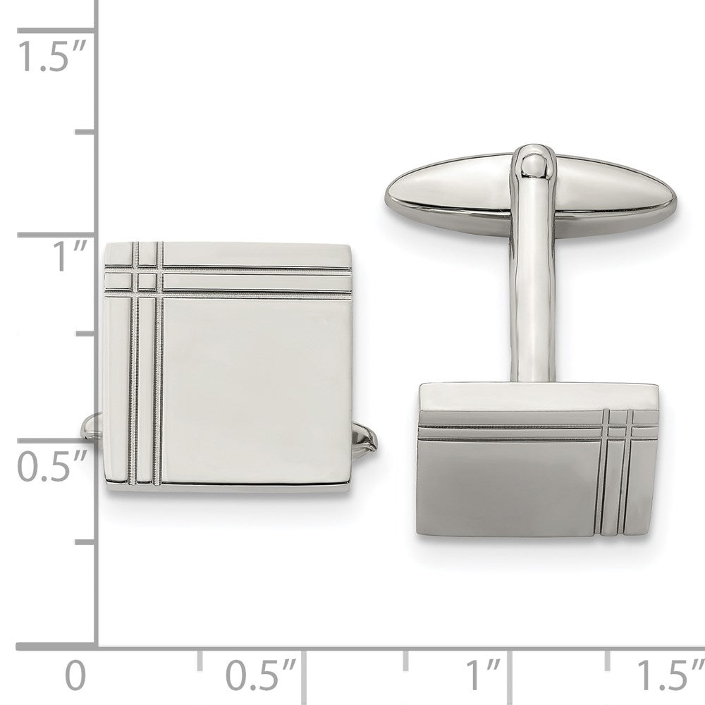 Stainless Steel Chisel Polished Square Cufflinks