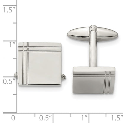 Stainless Steel Chisel Polished Square Cufflinks