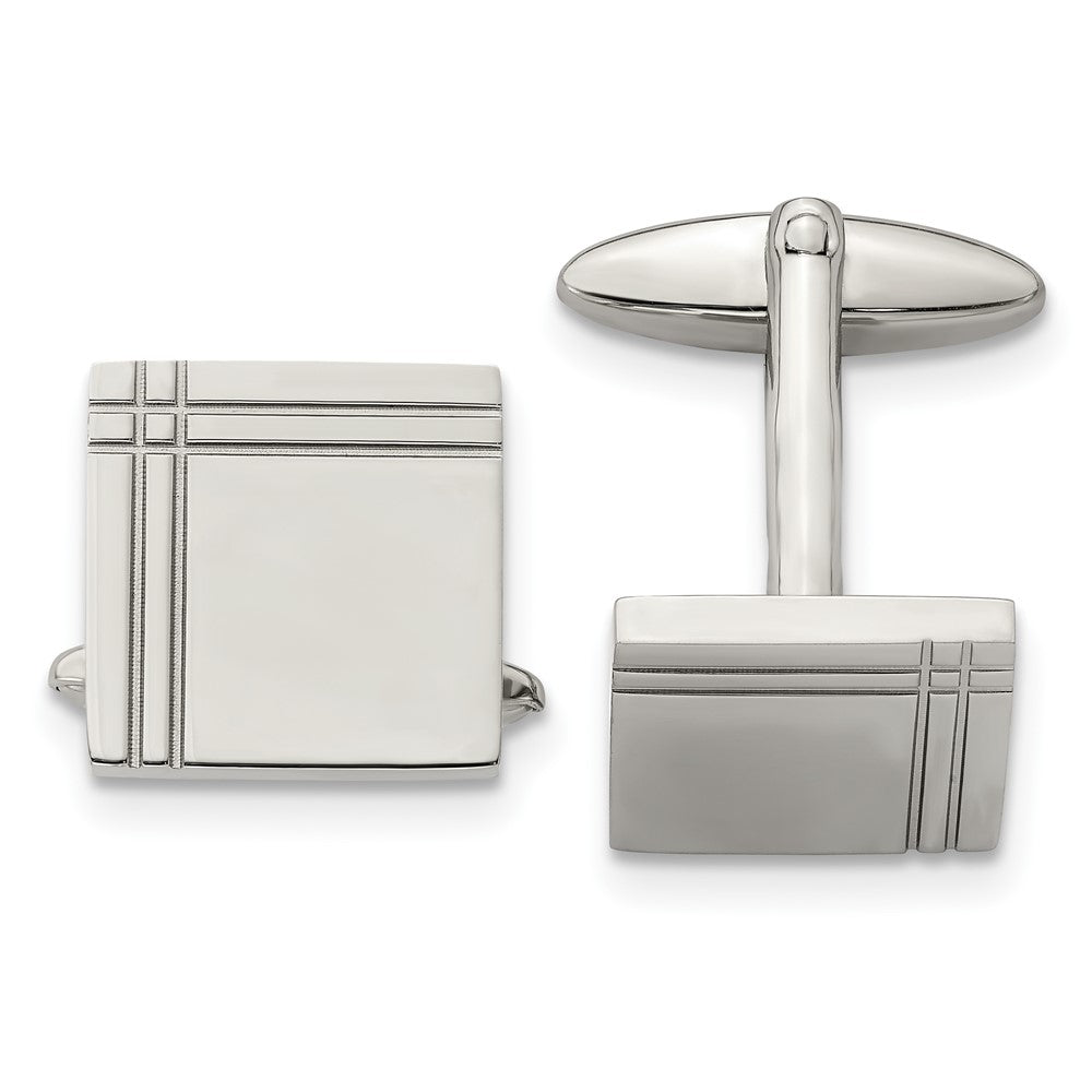 Stainless Steel Chisel Polished Square Cufflinks