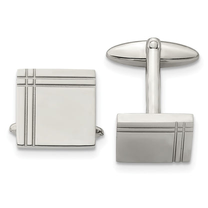 Stainless Steel Chisel Polished Square Cufflinks