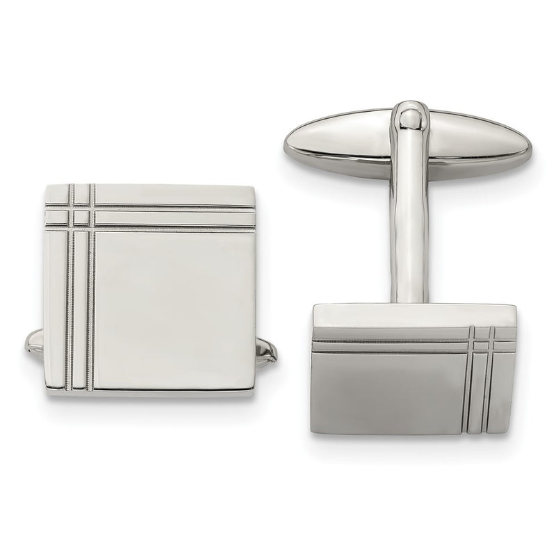 Stainless Steel Chisel Polished Square Cufflinks