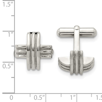 Stainless Steel Chisel Polished Fancy X Cufflinks