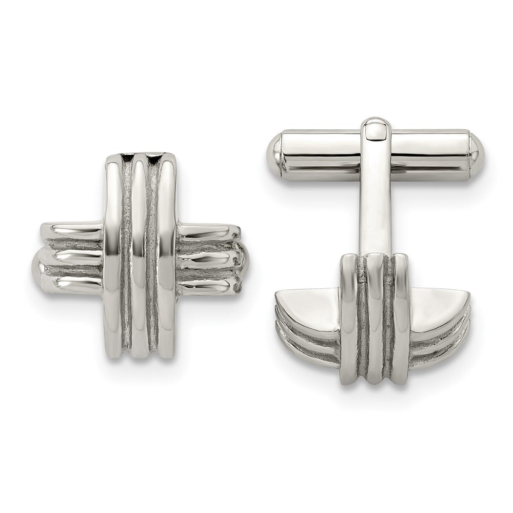 Stainless Steel Chisel Polished Fancy X Cufflinks