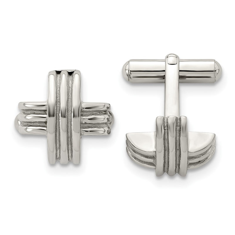 Stainless Steel Chisel Polished Fancy X Cufflinks