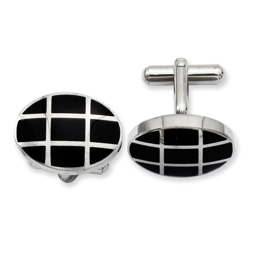 Stainless Steel Black Ip-Plated Cuff Links