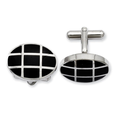Stainless Steel Black Ip-Plated Cuff Links