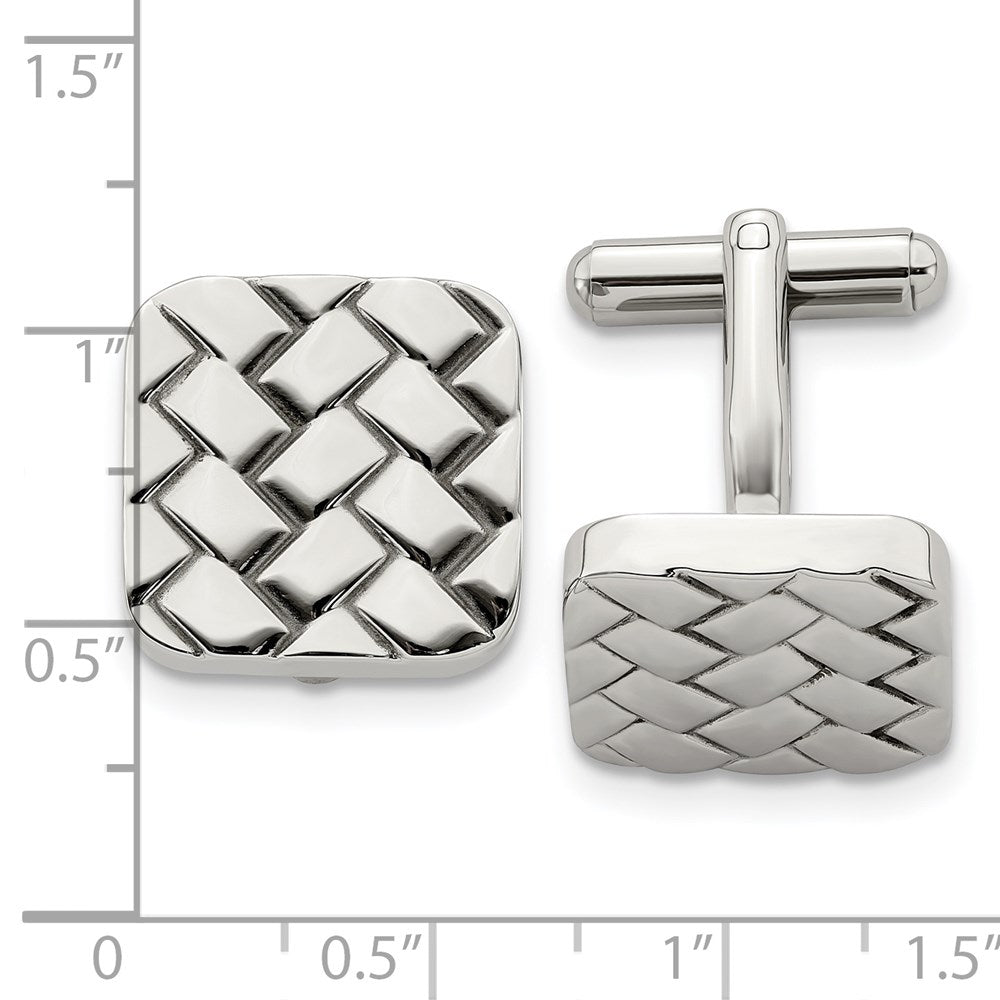 Stainless Steel Chisel Polished Weave Design Cufflinks
