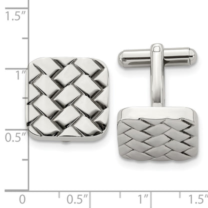Stainless Steel Chisel Polished Weave Design Cufflinks