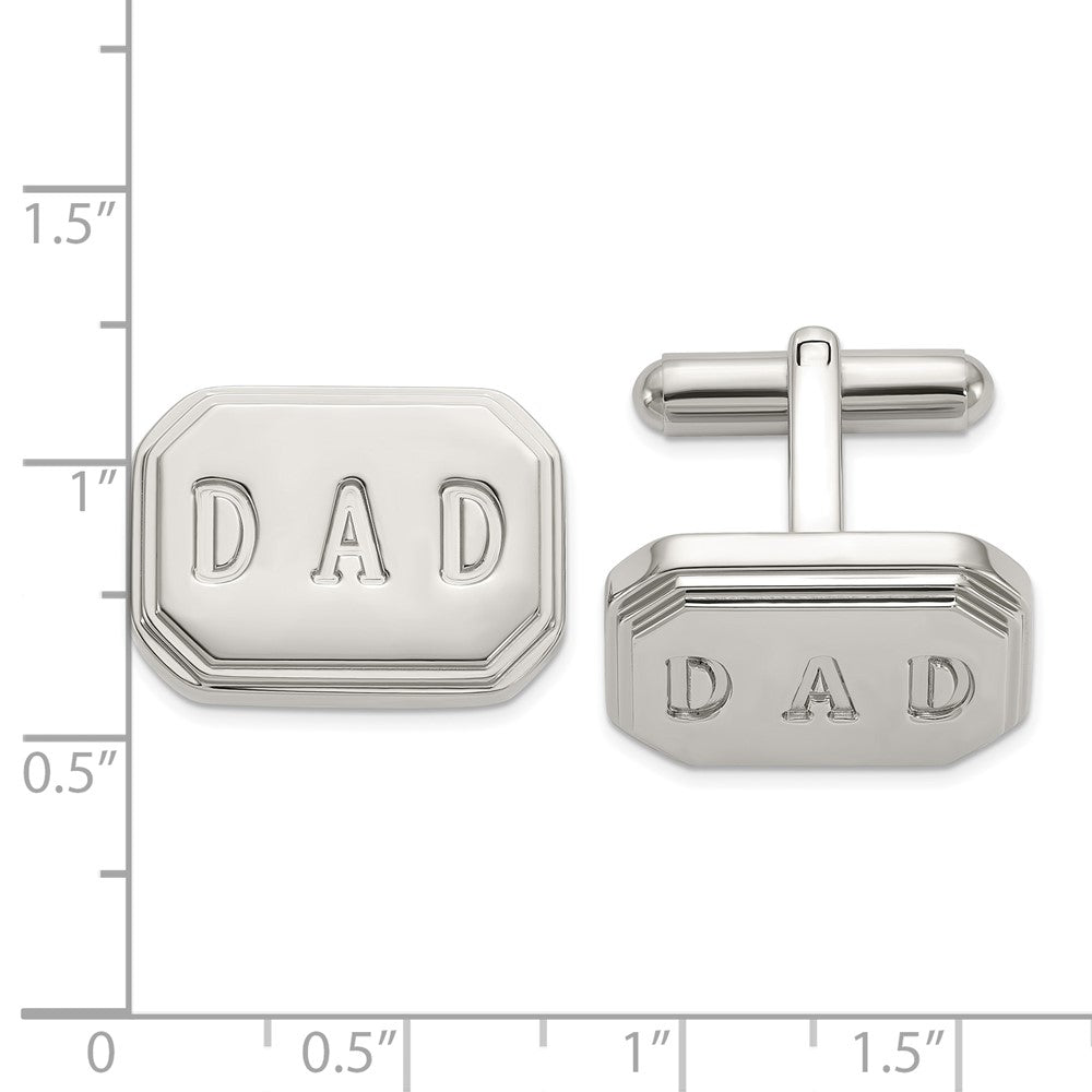 Stainless Steel Chisel Polished Enameled Dad Cufflinks