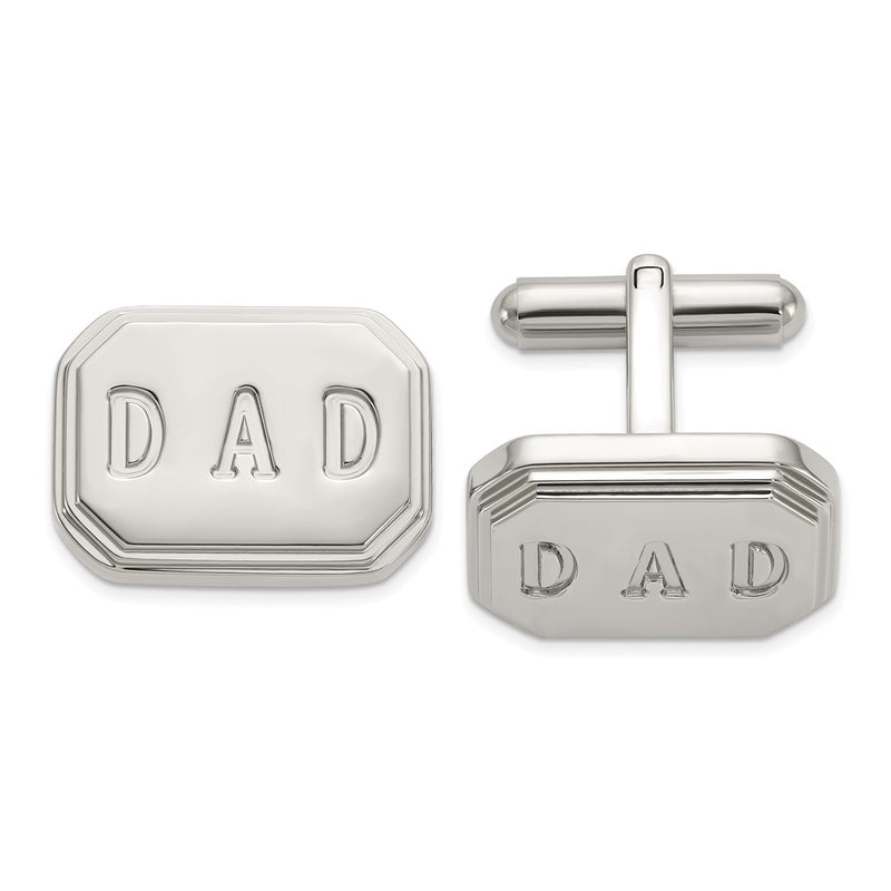 Stainless Steel Chisel Polished Enameled Dad Cufflinks