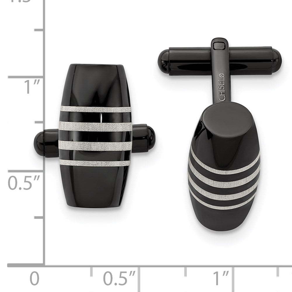 Stainless Steel Chisel Polished Black Ip-Plated Cufflinks
