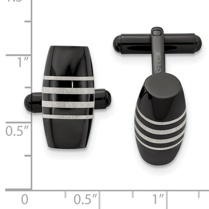 Stainless Steel Chisel Polished Black Ip-Plated Cufflinks