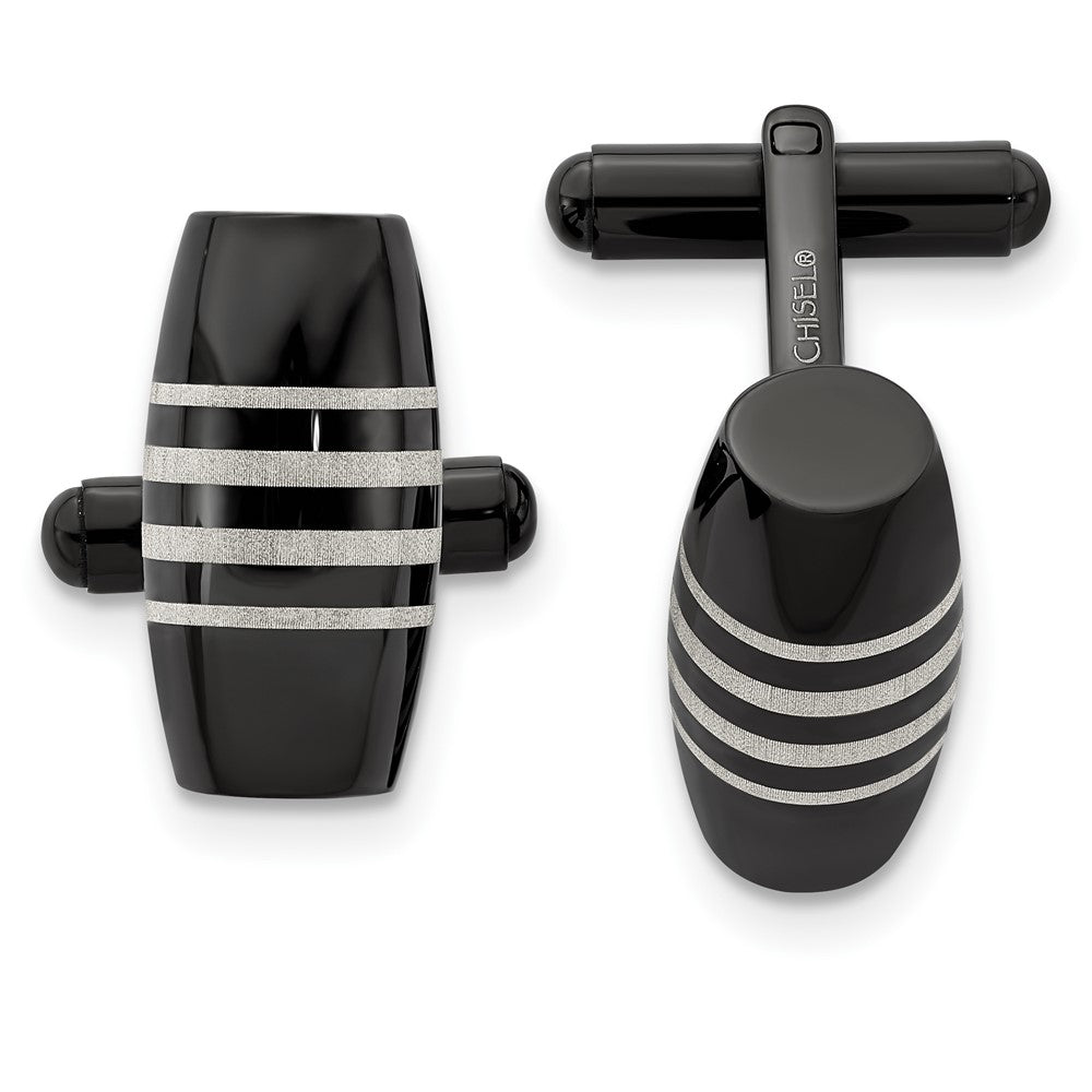 Stainless Steel Chisel Polished Black Ip-Plated Cufflinks