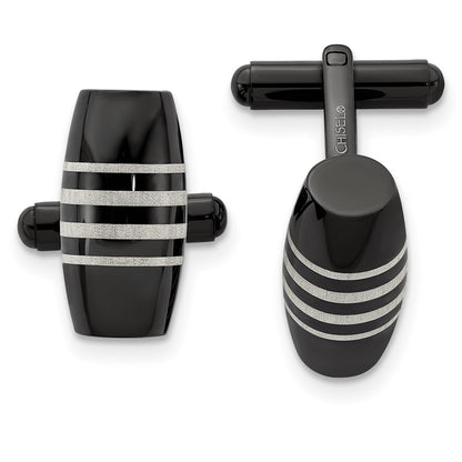 Stainless Steel Chisel Polished Black Ip-Plated Cufflinks