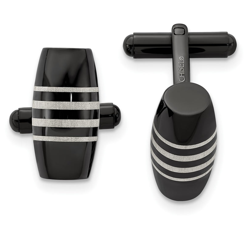 Stainless Steel Chisel Polished Black Ip-Plated Cufflinks