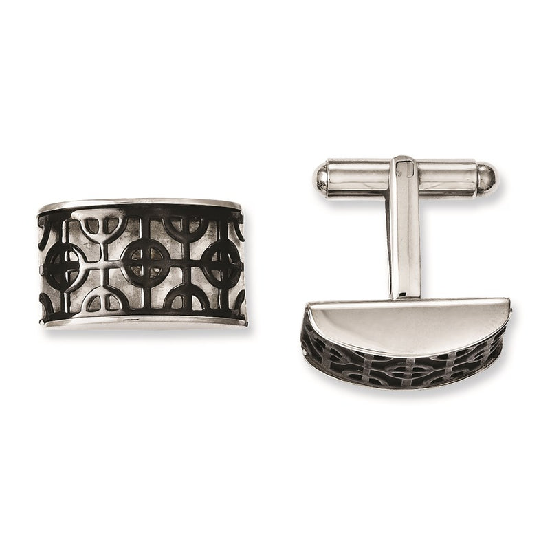 Stainless Steel Fancy Black Ip-Plated Cuff Links