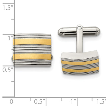Stainless Steel Chisel Polished Yellow Ip-Plated Cufflinks