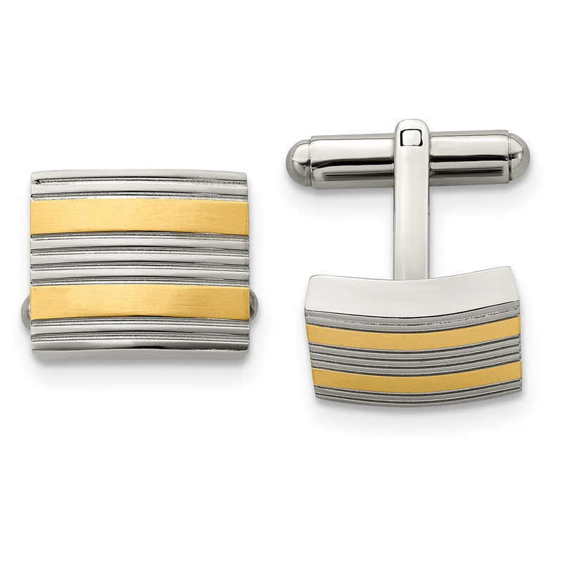 Stainless Steel Chisel Polished Yellow Ip-Plated Cufflinks