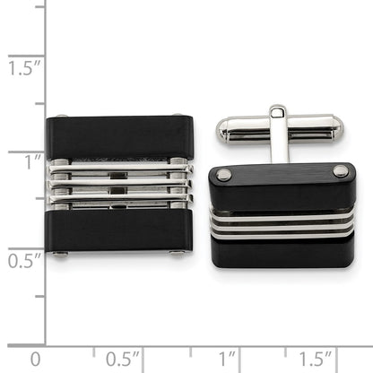 Stainless Steel Brushed And Polished Black Ip-Plated Cufflinks