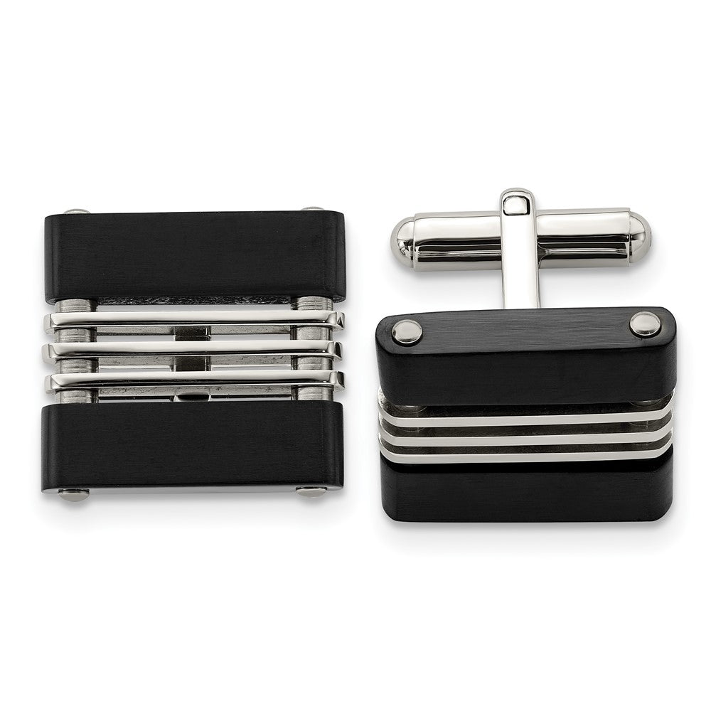 Stainless Steel Brushed And Polished Black Ip-Plated Cufflinks