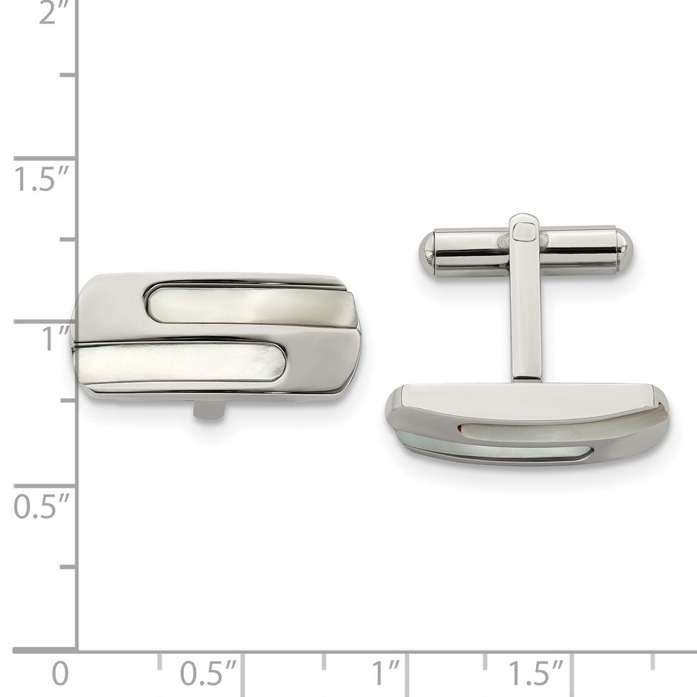 Stainless Steel Polished Mother Of Pearl Cufflinks