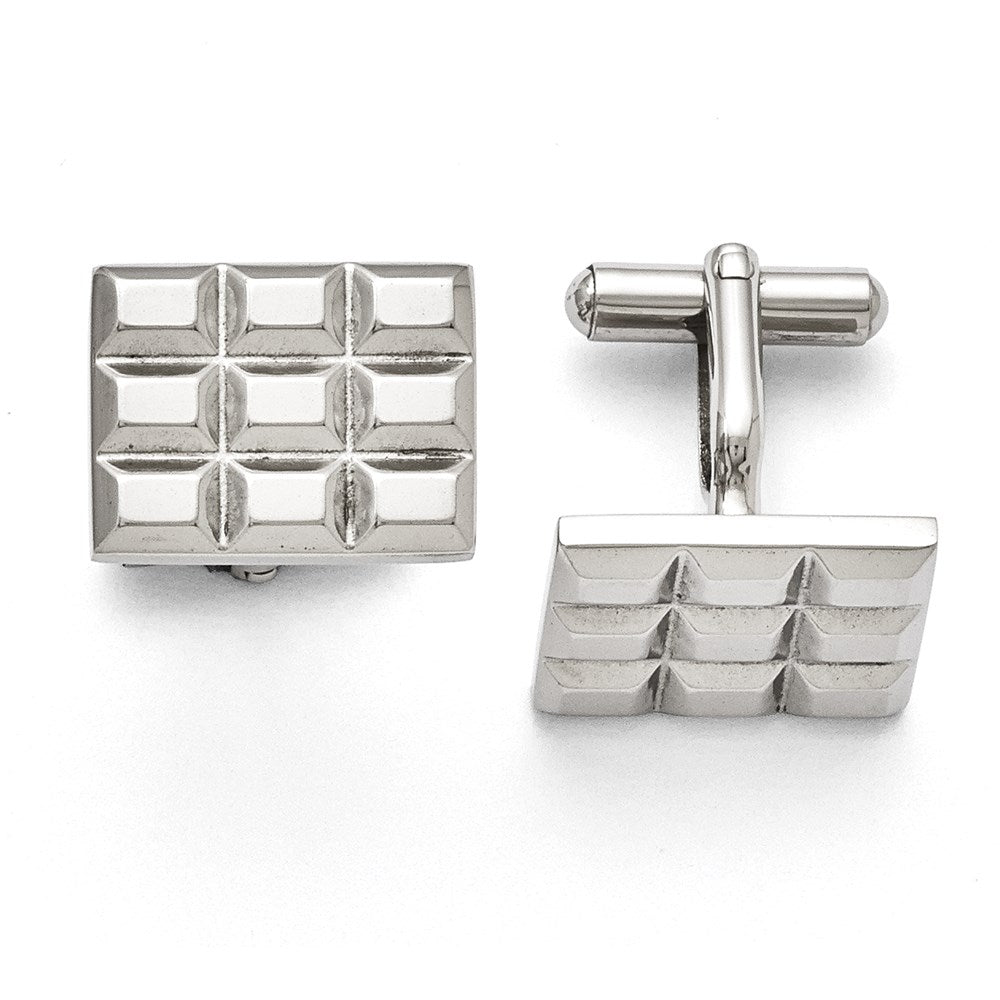 Stainless Steel Grooved And Polished Cufflinks