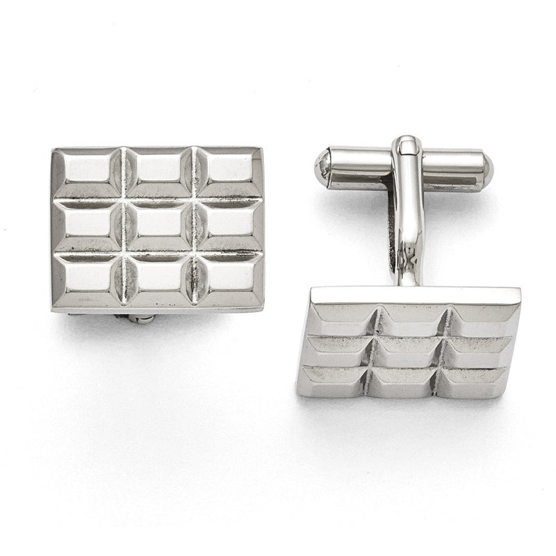 Stainless Steel Grooved And Polished Cufflinks
