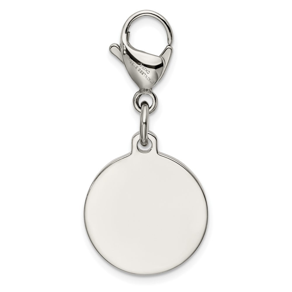 Stainless Steel Chisel Polished With Red Enamel Medical Id Charm
