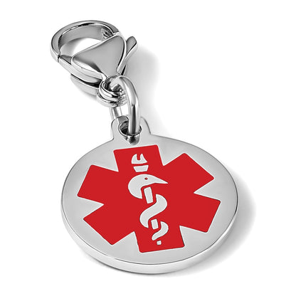 Stainless Steel Chisel Polished With Red Enamel Medical Id Charm