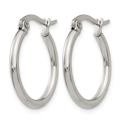 Stainless Steel Chisel Polished 19.5mm Diameter 2mm Hoop Earrings