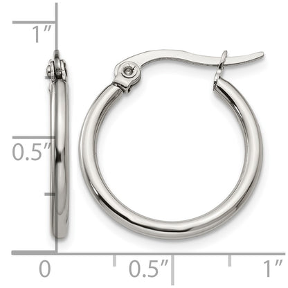 Stainless Steel Chisel Polished 19.5mm Diameter 2mm Hoop Earrings