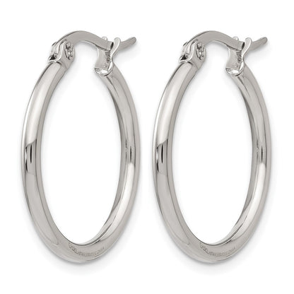Stainless Steel Chisel Polished 22mm Diameter 2mm Hoop Earrings
