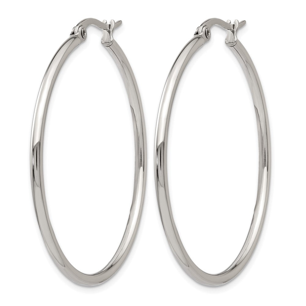 Stainless Steel Chisel Polished 40.5mm Diameter 2mm Hoop Earrings